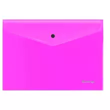 Папка-конверт на кнопке Berlingo "Neon" А4 200 мкм. прозрачная розовый неон