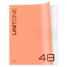 Тетрадь 48 л. клетка BG "UniTone. Neon" пластиковая обложка неон оранжевый