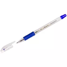 Ручка шариковая Crown "Low Vis" синяя 07 мм. грип штрих-код