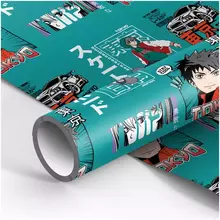Упаковочная бумага глянц. 70*100 см. Meshu "Anime boy" 80г./м2