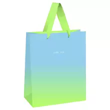 Пакет подарочный 18*23*10 см. Meshu "Duotone. Blue-Green gradient" отд. фольгой матовая ламинация