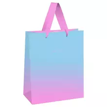 Пакет подарочный 18*23*10 см. Meshu "Duotone. Light blue-Pink gradient" отд. фольгой матовая ламинация