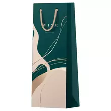 Пакет подарочный 12*36*85 см. Meshu "Abstraction.Emerald" матовое ламинирование отд.фольгой под бутылку
