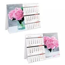 Календарь-домик настольный, OfficeSpace "Mono Premium. Delicate bouquet", 2024 г.