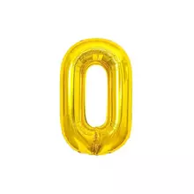 Воздушный шар, 40", Meshu, цифра 0, золотой, фольгированный