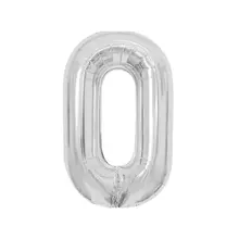 Воздушный шар, 40", Meshu, цифра 0, серебро, фольгированный