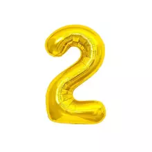 Воздушный шар, 40", Meshu, цифра 2, золотой, фольгированный