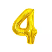 Воздушный шар, 40", Meshu, цифра 4, золотой, фольгированный