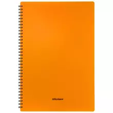 Тетрадь 48 л. А4 клетка на гребне OfficeSpace "Neon" пластиковая обложка оранжевая