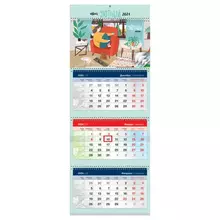 Календарь квартальный 3 бл. на 4 гр. OfficeSpace Elite "Уютный год" с бегунком 2024 г.