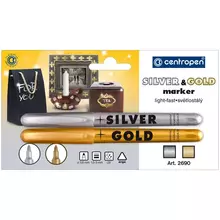 Набор маркеров для декорирования Centropen "2690" золото, серебро, 2 шт. пулевидный, 1,5-3 мм. блистер