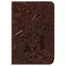 Обложка для паспорта Кожевенная мануфактура, нат. кожа, "Путешествия", коричневая