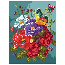 Картина по номерам на картоне Три Совы "Бабочка на цветах" 30*40 с акриловыми красками и кистями