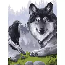 Картина по номерам на картоне Три Совы "Ворон и волк" 30*40 с акриловыми красками и кистями