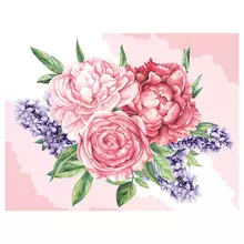 Картина по номерам на картоне Три Совы "Розы и сирень", 30*40, с акриловыми красками и кистями