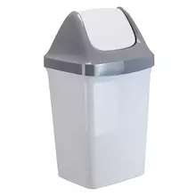 Ведро-контейнер для мусора (урна) Idea "Свинг", 15 л. качающаяся крышка, пластик, мраморный