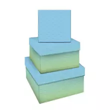 Набор квадратных коробок 3в1 Meshu "Green-blue gradient" (195*195*11-155*155*9 см.)