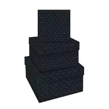 Набор квадратных коробок 3в1 Meshu "Pattern on black" (195*195*11-155*155*9 см.)