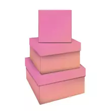 Набор квадратных коробок 3в1, Meshu "Yellow-pink gradient", (19,5*19,5*11-15,5*15,5*9 см)