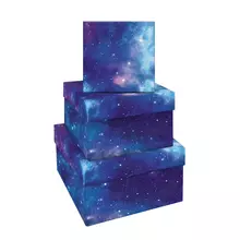 Набор квадратных коробок 3в1, Meshu "В глубинах космоса", (19,5*19,5*11-15,5*15,5*9 см)