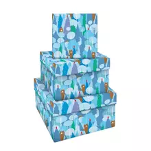 Набор квадратных коробок 3в1, Meshu "Новогоднее настроение", (19,5*19,5*11-15,5*15,5*9 см)