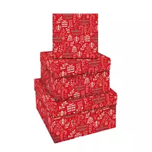 Набор квадратных коробок 3в1 Meshu "С Новым годом" (195*195*11-155*155*9 см.)
