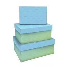 Набор прямоугольных коробок 3в1, Meshu "Green-blue gradient", (19*12*7,5-15*10*5 см)