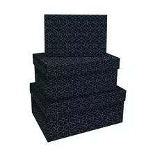 Набор прямоугольных коробок 3в1 Meshu "Pattern on black" (19*12*75-15*10*5 см.)