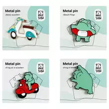 Набор металлических значков Meshu "Frog in trend", эмаль, 4 шт