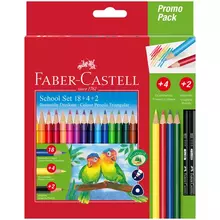 Карандаши цветные Faber-Castell 18 цв. трехгран. заточ.+ 4 цв. + 2ч/г кар. картон европодвес