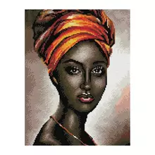 Алмазная мозаика Три Совы "Африканская женщина", 30*40 см. холст, картонная коробка с пластиковой ручкой
