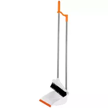 Совок для мусора OfficeClean Professional со щеткой-сметкой метал. ручка 715 см. пластик рез. кромка бело-оранжевый