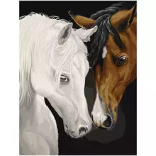 Картина по номерам на холсте Три Совы "Лошади" 30*40 с акриловыми красками и кистями