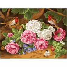 Картина по номерам на холсте Три Совы "Пышные розы" 30*40 с акриловыми красками и кистями
