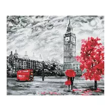 Алмазная мозаика Три Совы "Красный Лондон" 40*50 см. холст картонная коробка с пластиковой ручкой