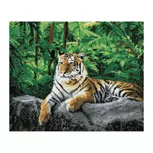 Алмазная мозаика Три Совы "Тигр в джунглях" 40*50 см. холст картонная коробка с пластиковой ручкой