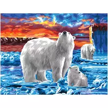 Картина по номерам на холсте Три Совы "Белые медведи" 40*50 с акриловыми красками и кистями