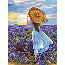 Картина по номерам на холсте Три Совы "Девушка в шляпе" 40*50 с акриловыми красками и кистями