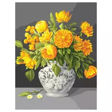 Картина по номерам на холсте Три Совы "Желтые цветы" 40*50 с акриловыми красками и кистями