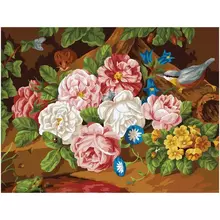 Картина по номерам на холсте Три Совы "Пышный букет роз" 40*50 с акриловыми красками и кистями