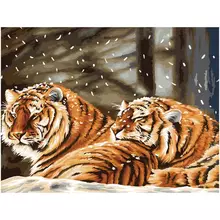 Картина по номерам на холсте Три Совы "Тигриная любовь" 40*50 с акриловыми красками и кистями