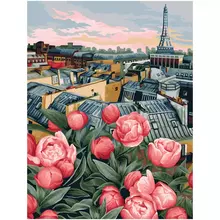 Картина по номерам на холсте Три Совы "Цветущий Париж" 40*50 с акриловыми красками и кистями