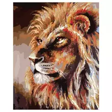Картина по номерам на холсте Три Совы "Лев" 40*50 с поталью акриловыми красками и кистями