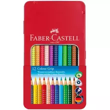 Карандаши цветные Faber-Castell "Grip" 12 цв. трехгран. заточен. метал. кор.