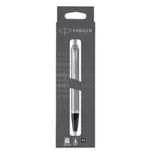 Ручка шариковая Parker "IM Stainless Steel CT" черная 10 мм. кнопочн. подарочная упаковка с европодвесом