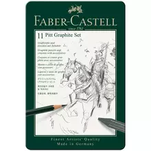 Набор карандашей ч/г Faber-Castell "Pitt Graphite" 11 предметов заточен. метал. кор.