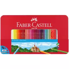 Карандаши цветные Faber-Castell "Замок" 60 цв. шестигр. заточ.+2ч/г кар. Grip+ластик+точилка метал. коробка