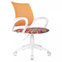 Кресло детское Helmi HL-K95 R (W695) "Airy" спинка сетка оранжевая/сиденье ткань с рисунком алфавит пиастра пластик белый