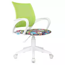 Кресло детское Helmi HL-K95 R (W695) "Airy" спинка сетка салатовая/сиденье ткань с рисунком маскарад пиастра пластик белый