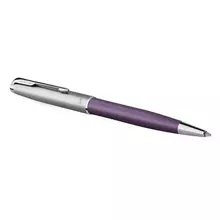 Ручка шариковая Parker "Sonnet Sand Blasted Metal&Violet Lacquer" черная 10 мм. поворот. подарочная упаковка